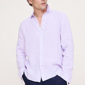 Banana Republic Standard Fit 100% Linen Dress Shirt Men XL Lavender Purple Relax
